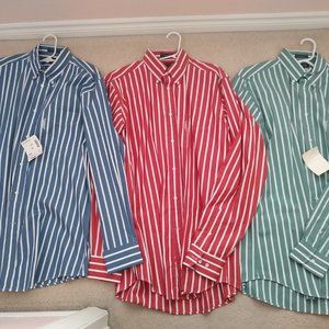 SOLD(3) Faconnable Men's 100% Cotton Long-Sleeve Casual Button-Down Shirts, 16XL